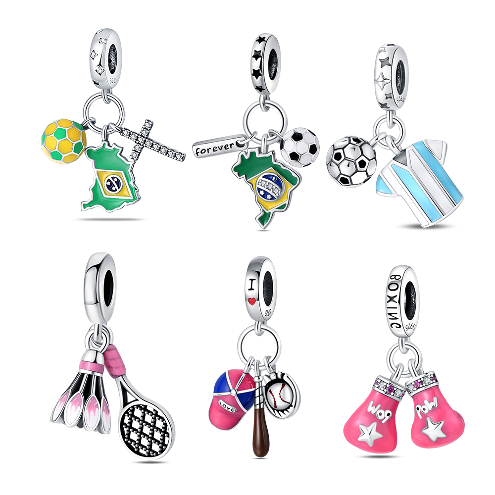 Badminton Date - Ciondoli sportivi in argento 925 placcato,